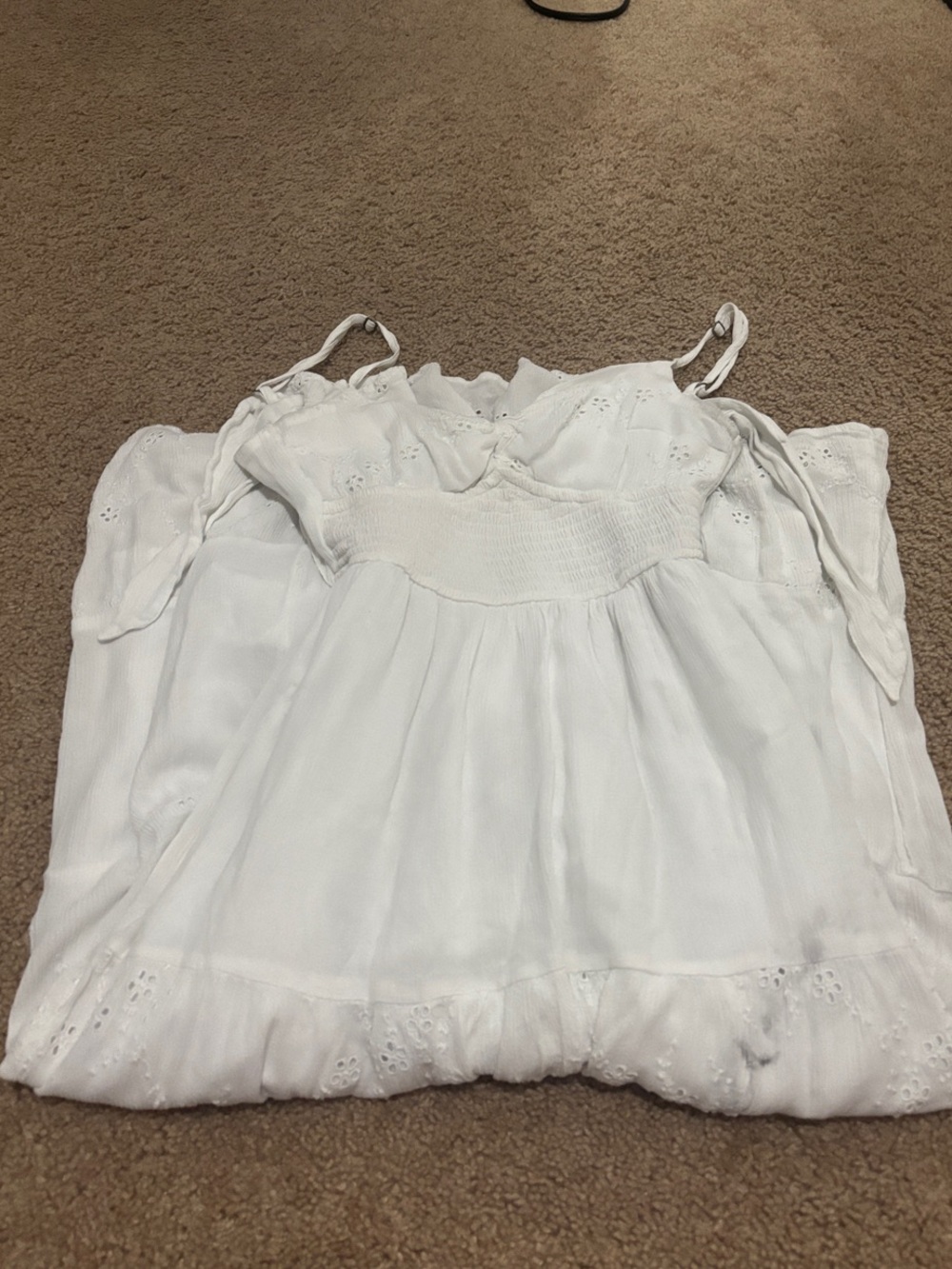 Hollister White Maxi Dress with Eyelet Details